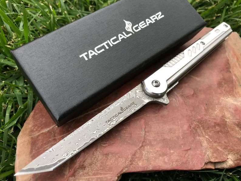 Unique Personalized Damascus Tactical Blade Customized Knives Gifts for Men by Groovy Guy