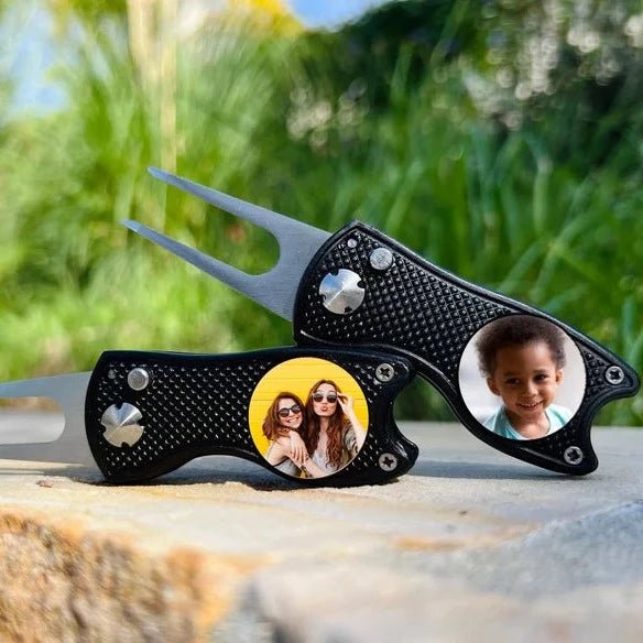 Unique Personalized Photo Divot Tool & Ball Marker Customized Golf Gifts for Men by Groovy Guy