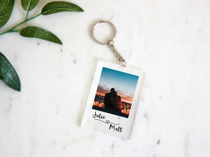 Unique Personalized Couples Photo Keychain Customized Anniversary Gifts for Men by Groovy Guy