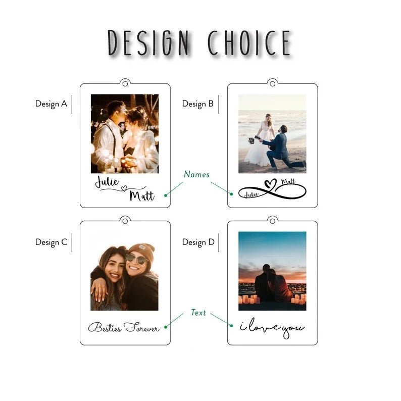 Personalized Couples Photo Keychain - Custom Keepsake Gift for Him or Her