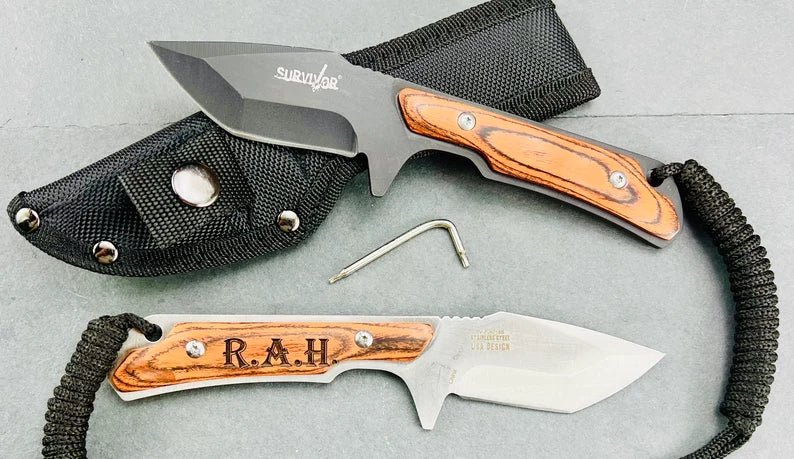 Unique Personalized Engraved Survivor Knife Customized Knife Gifts for Men by Groovy Guy