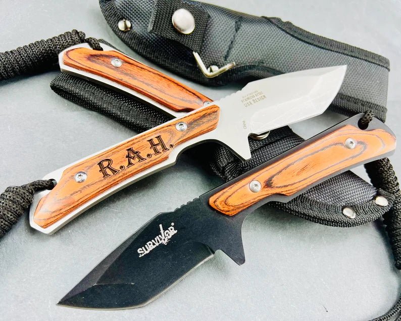 Unique Personalized Engraved Survivor Knife Customized Knife Gifts for Men by Groovy Guy