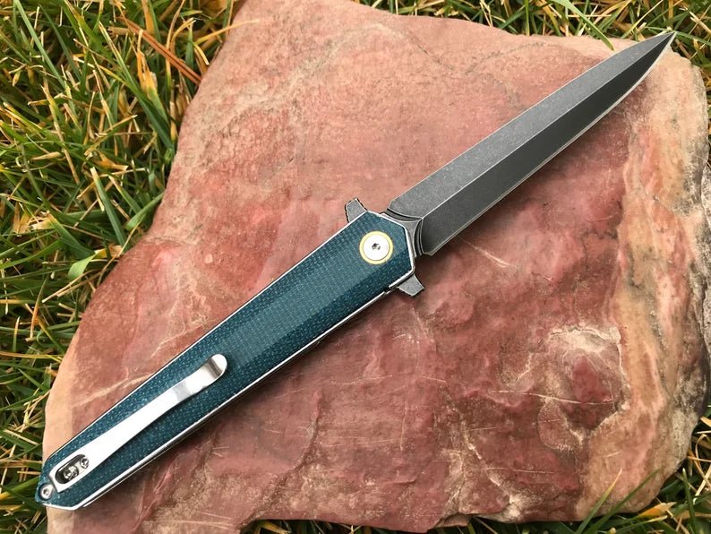 Onyx D2 Steel Folding Knife – Durable Micarta Handle with Deep Pocket Clip for Secure Carry