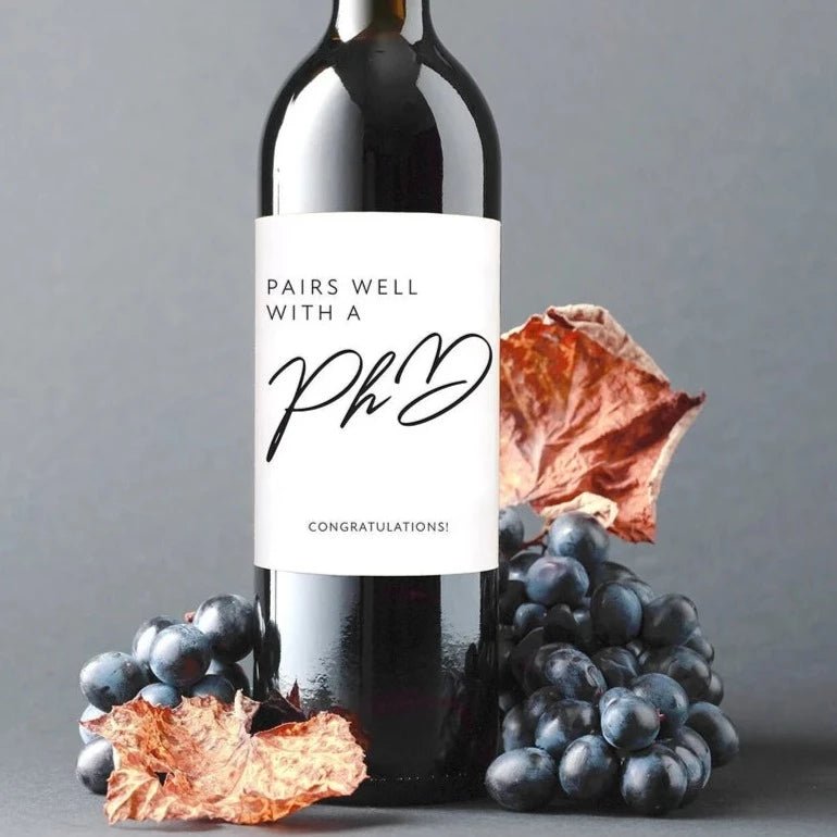 Unique Personalized Personalized PhD Wine Label Customized Labels Gifts for Men by Groovy Guy