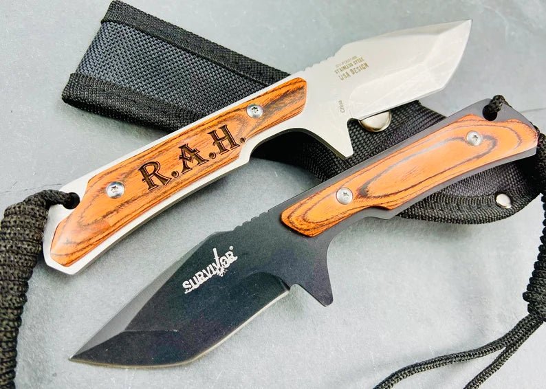 Unique Personalized Engraved Survivor Knife Customized Knife Gifts for Men by Groovy Guy