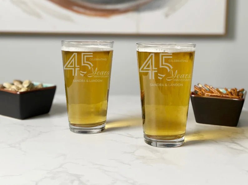 Unique Personalized Forever Together Pint Glass Customized Anniversary Gifts for Men by Groovy Guy