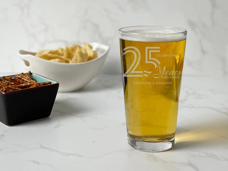 Unique Personalized Forever Together Pint Glass Customized Anniversary Gifts for Men by Groovy Guy