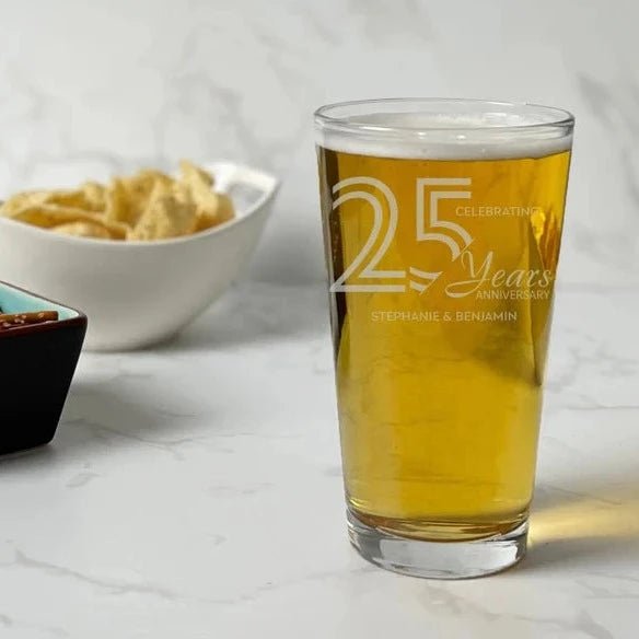 Unique Personalized Forever Together Pint Glass Customized Anniversary Gifts for Men by Groovy Guy