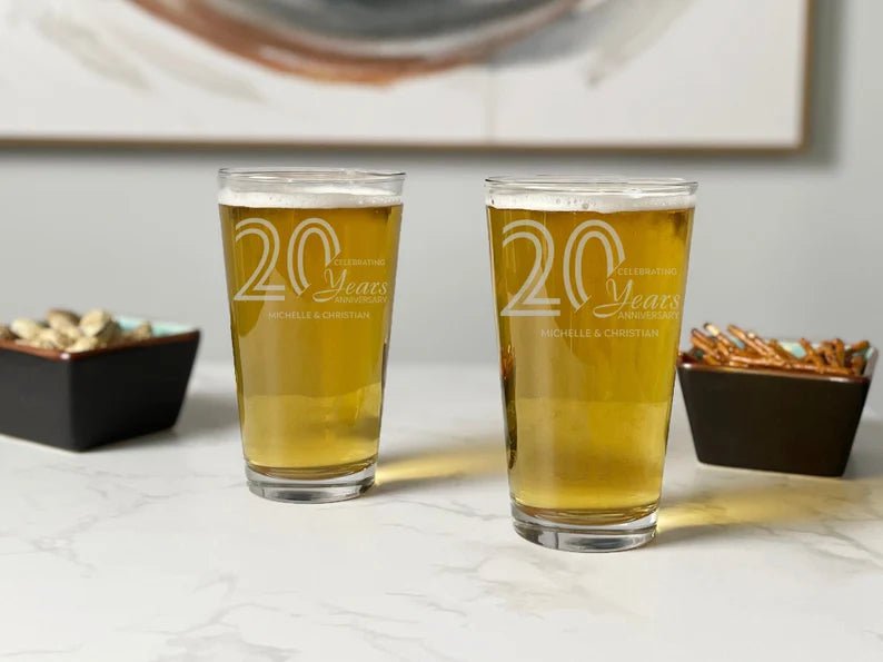 Unique Personalized Forever Together Pint Glass Customized Anniversary Gifts for Men by Groovy Guy