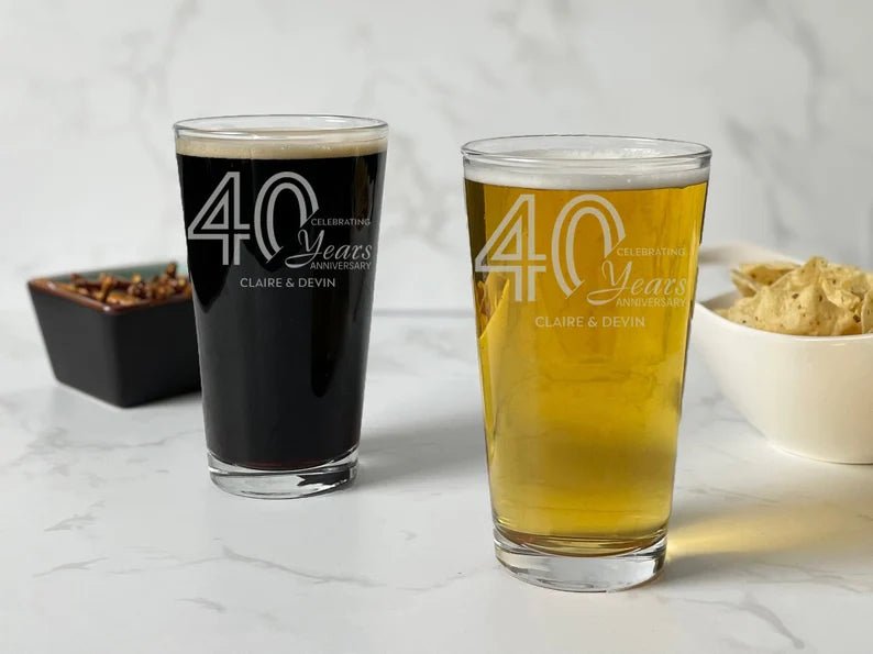 Unique Personalized Forever Together Pint Glass Customized Anniversary Gifts for Men by Groovy Guy