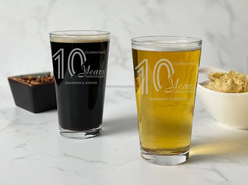 Unique Personalized Forever Together Pint Glass Customized Anniversary Gifts for Men by Groovy Guy