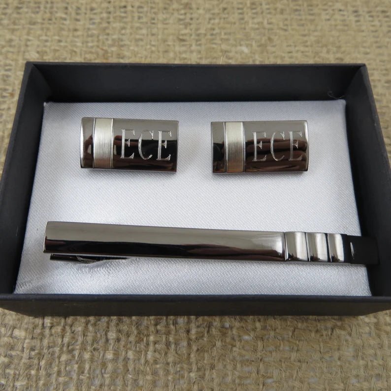 Unique Personalized Custom Gun Metal Cufflinks Set Customized Wearables Gifts for Men by Groovy Guy