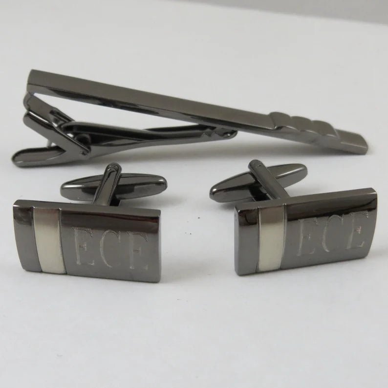 Unique Personalized Custom Gun Metal Cufflinks Set Customized Wearables Gifts for Men by Groovy Guy