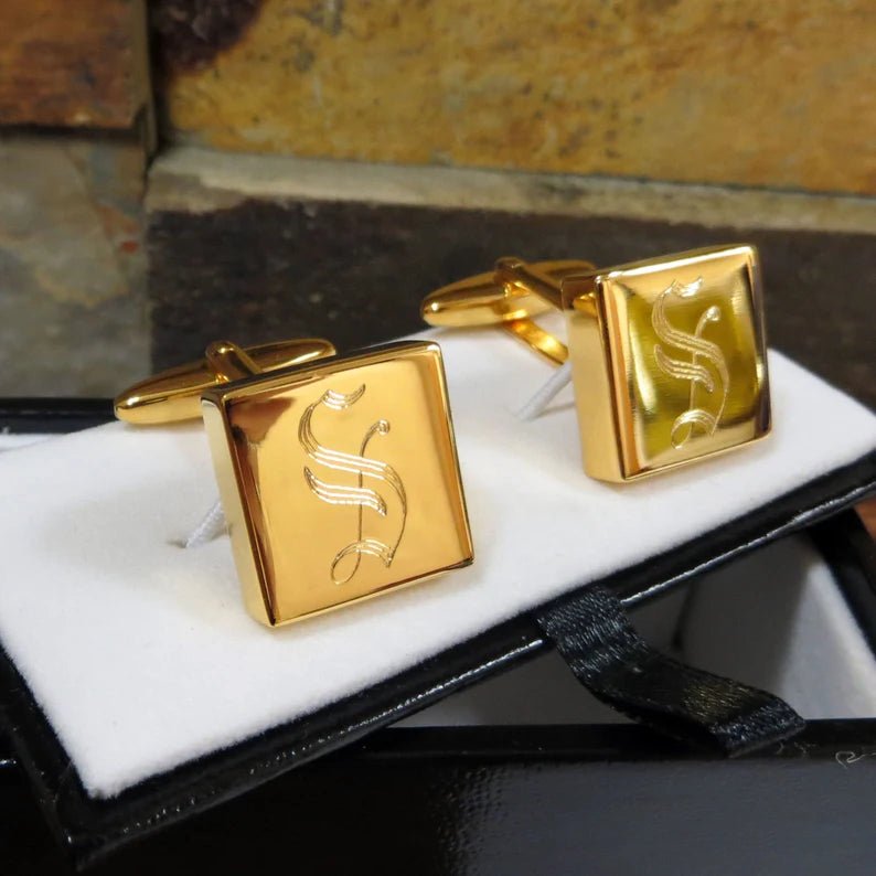 Unique Personalized High Polished Brass Personalized Cufflinks Customized Cuff Links Gifts for Men by Groovy Guy