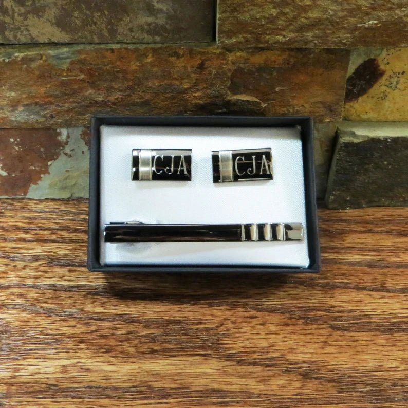 Unique Personalized Custom Gun Metal Cufflinks Set Customized Wearables Gifts for Men by Groovy Guy