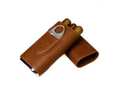 Luxury Brown Leather Cigar Case
