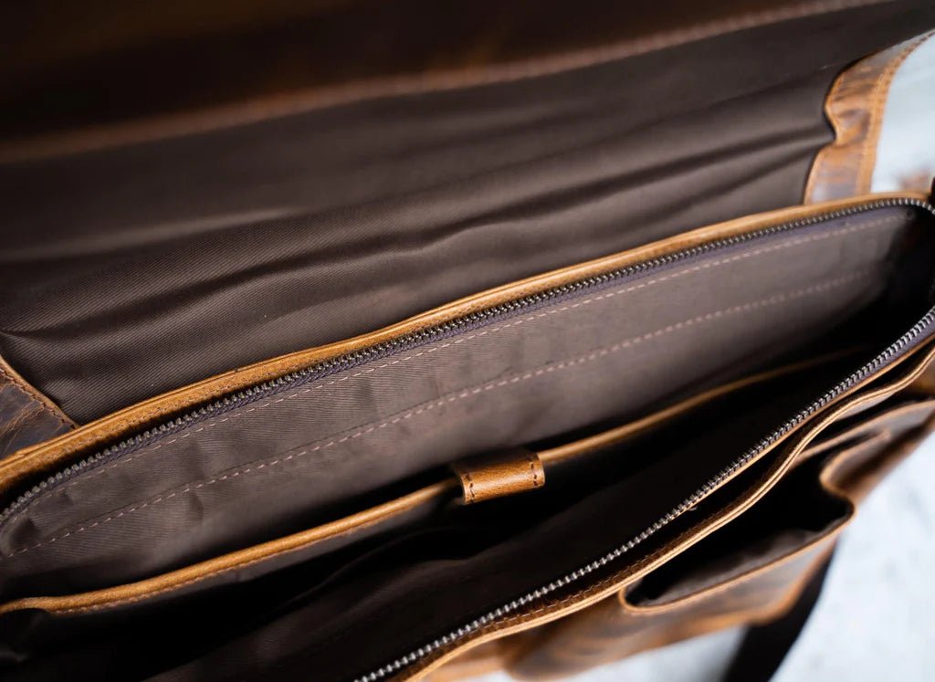 Unique Personalized Buffalo Leather Satchel Customized Messenger Bag Gifts for Men by Groovy Guy