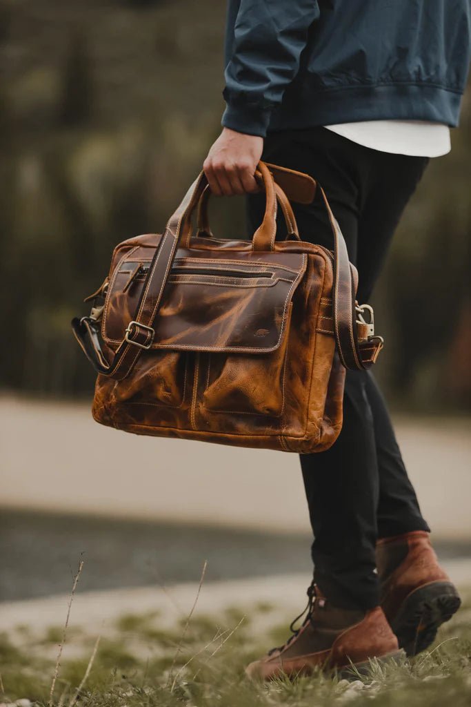 Unique Personalized Buffalo Leather Pilot Bag Customized Messenger Bag Gifts for Men by Groovy Guy