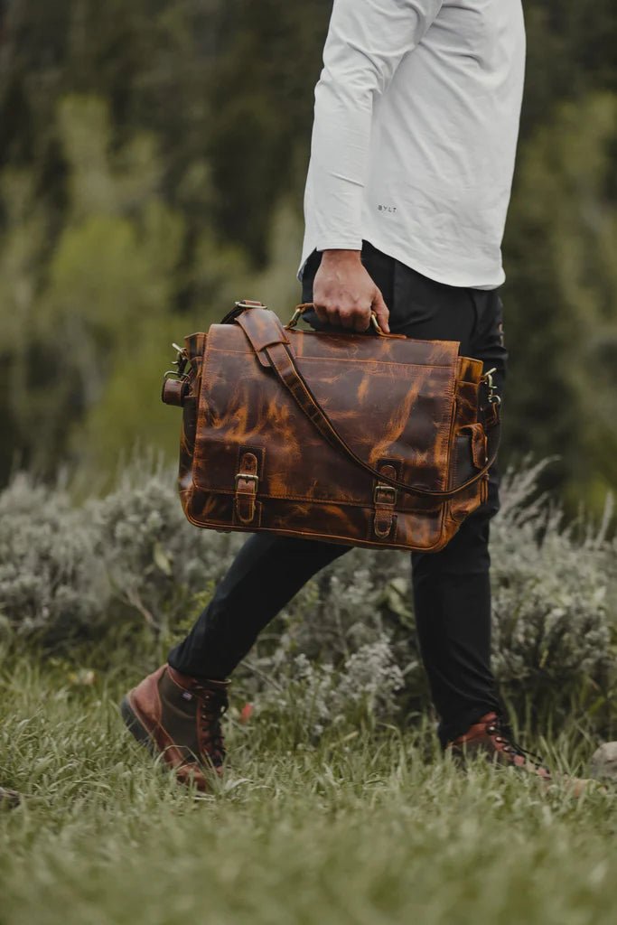 Unique Personalized Top Grain Leather Messenger Customized Messenger Bag Gifts for Men by Groovy Guy