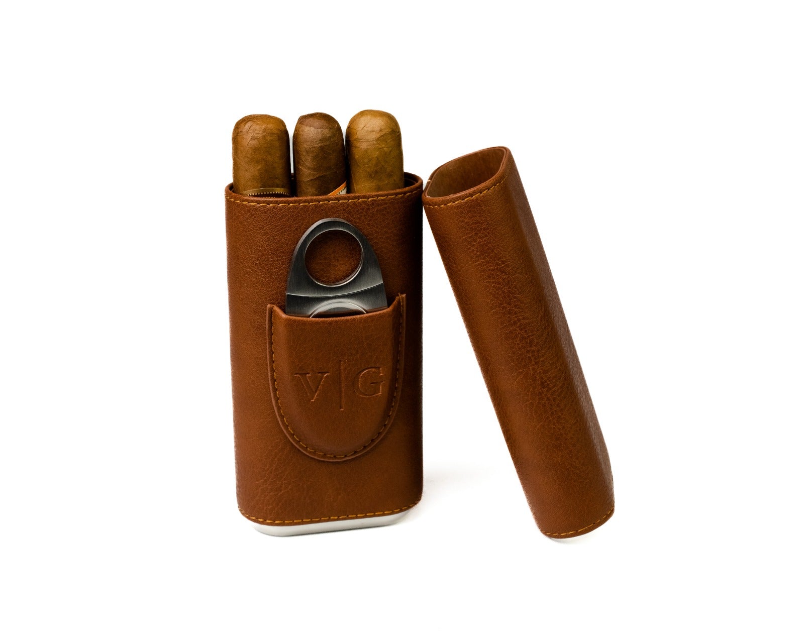 Luxury Brown Leather Cigar Case - Groovy Guy Gifts