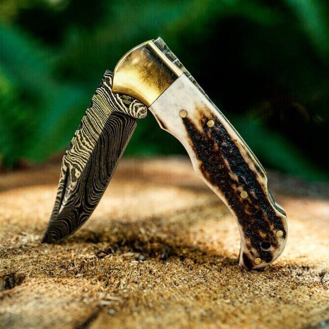 Unique Personalized Deer Antler Pocket Knife Customized Gifts for Men by Groovy Guy