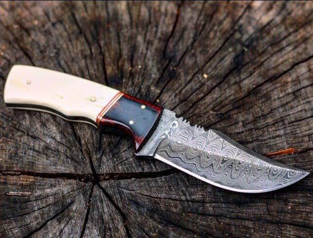 Unique Personalized Fixed Blade Damascus Hunting Knife Customized Knife Gifts for Men by Groovy Guy