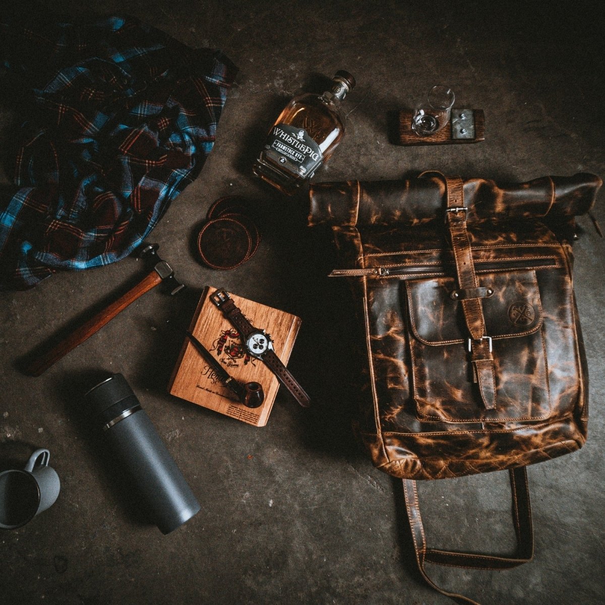 Unique Personalized Buffalo Leather Backpack Customized Gifts for Men by Groovy Guy
