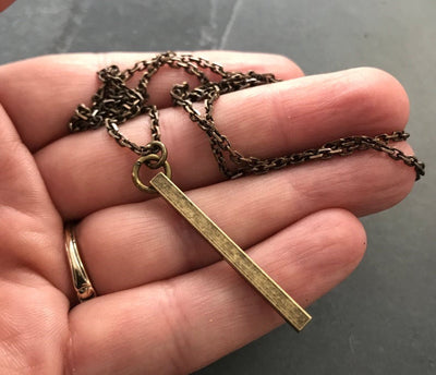 Brass Bar Pendant Necklace