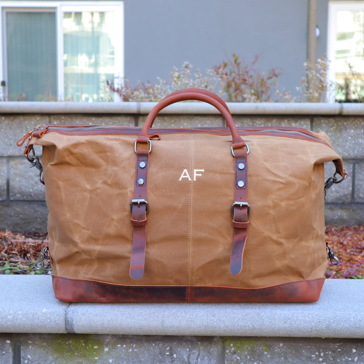 Personalized Waxed Canvas Weekender Bag Monogrammed with Initials or Name Groovy Guy Gifts