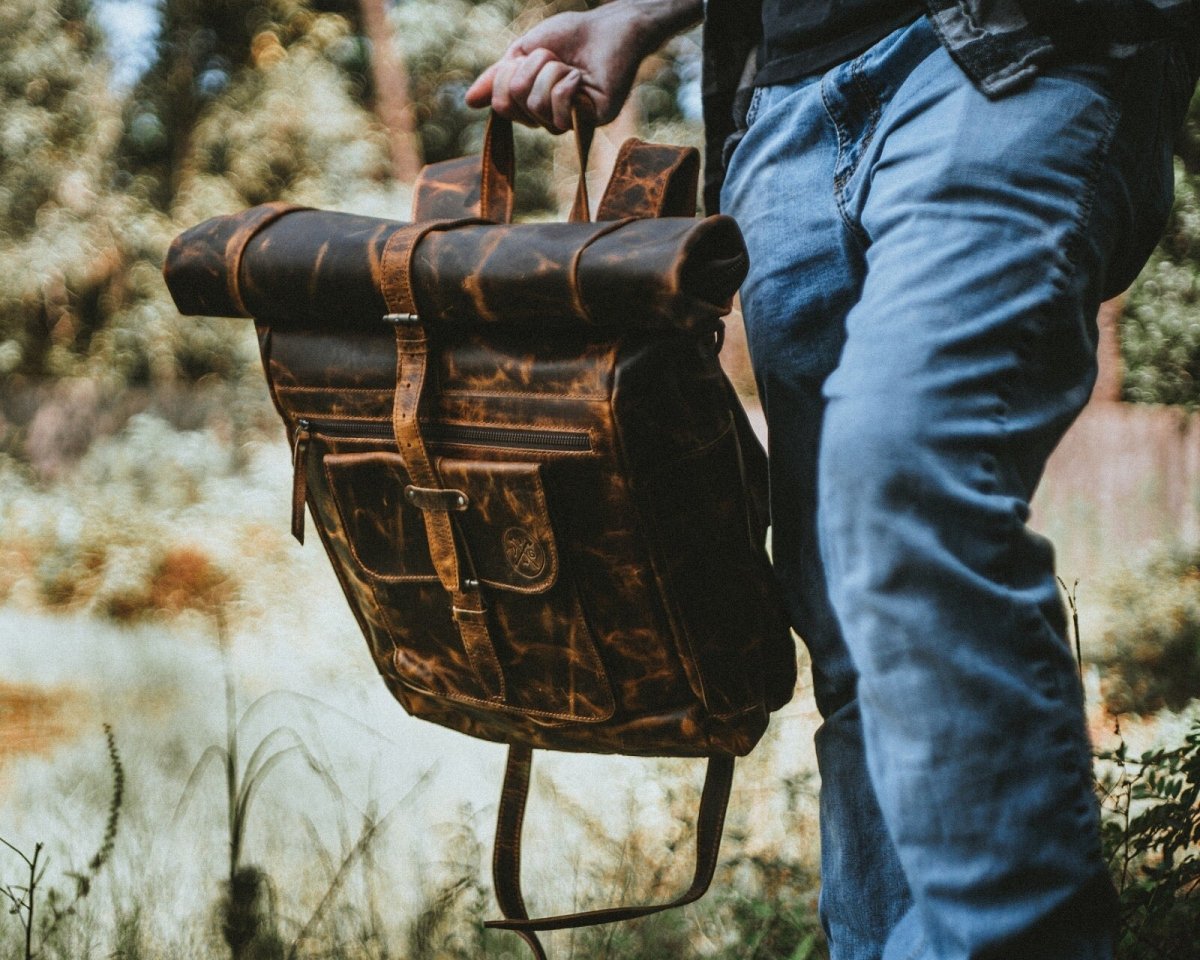 Unique Personalized Buffalo Leather Backpack Customized Gifts for Men by Groovy Guy