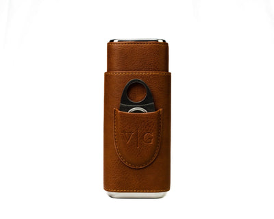 Luxury Brown Leather Cigar Case