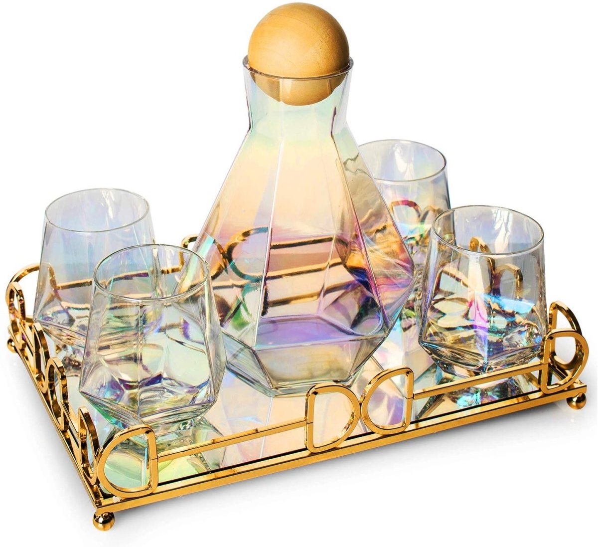 Unique Personalized Diamond Iridescent Decanter Set Customized Decanter Set Gifts for Men by Groovy Guy