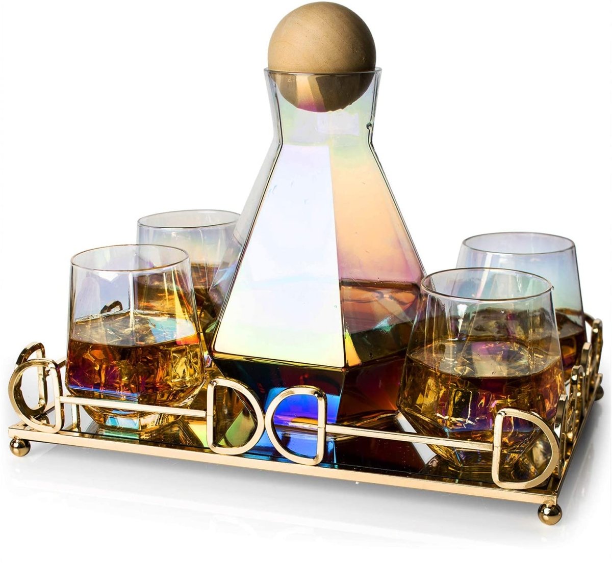 Unique Personalized Diamond Iridescent Decanter Set Customized Decanter Set Gifts for Men by Groovy Guy