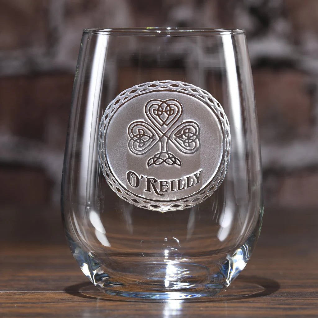Unique Personalized Irish Stemless Wine Glass Customized Drinking Glass Gifts for Men by Groovy Guy