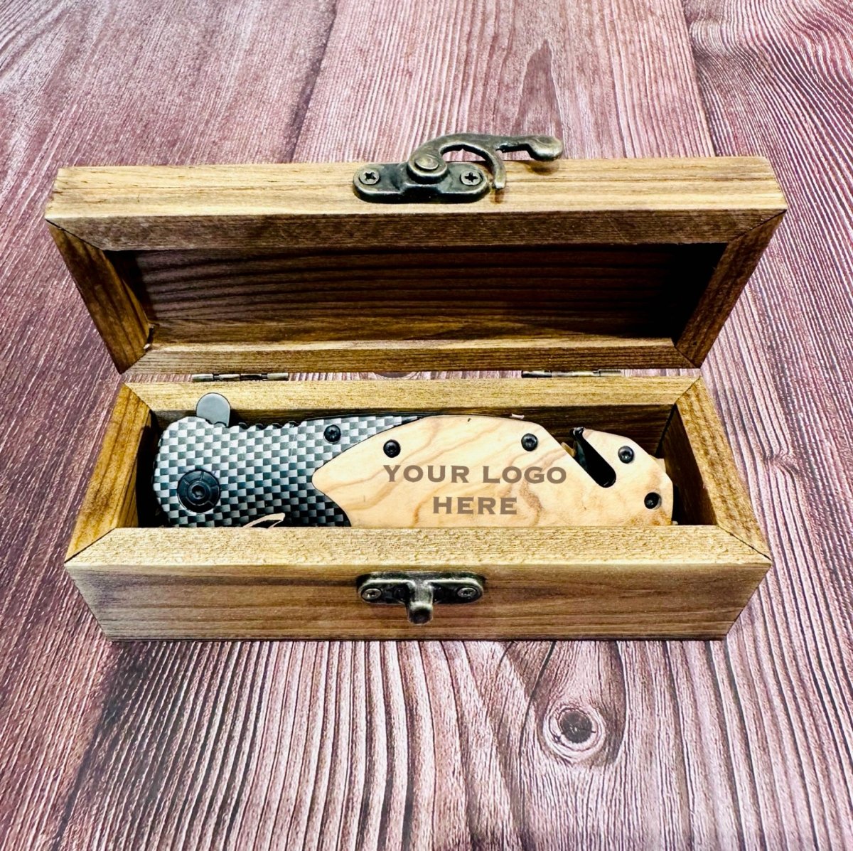 Unique Personalized Logo on Carbon Knife Customized Logo Gifts for Men by Groovy Guy