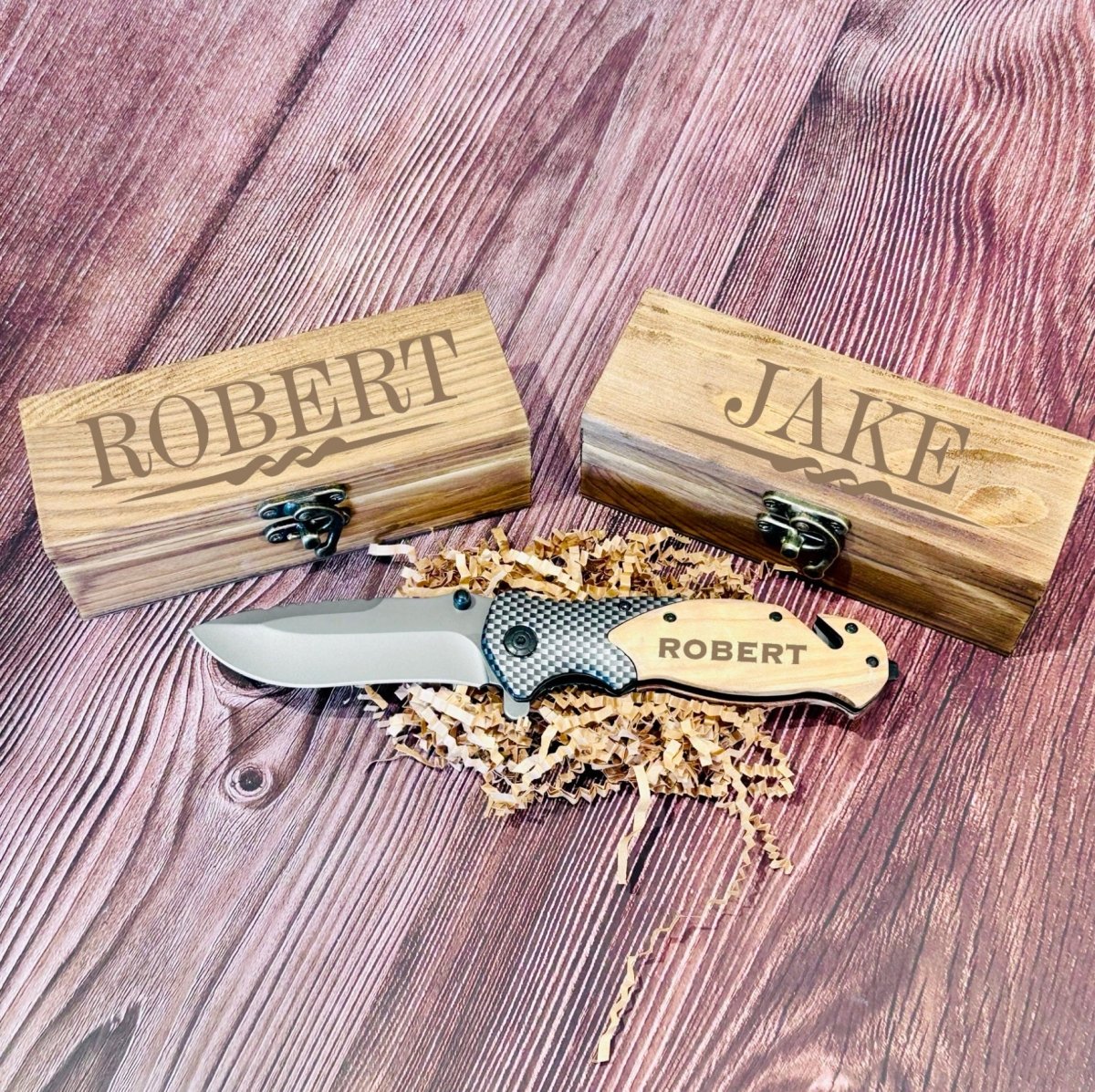 Unique Personalized Engraved Carbon Fiber Pocket Knife Customized Knife Gifts for Men by Groovy Guy
