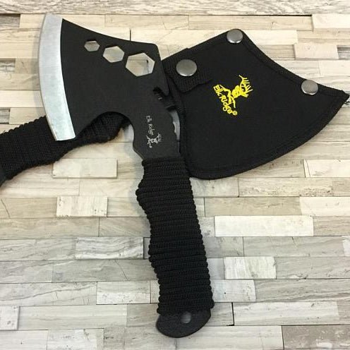 Black Blade and Black Cord Handled Ax