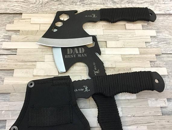 Black Blade and Black Cord Handled Ax