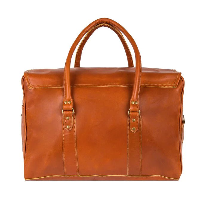Unique Personalized Saddle Leather Weekender Customized Duffel Bags Gifts for Men by Groovy Guy