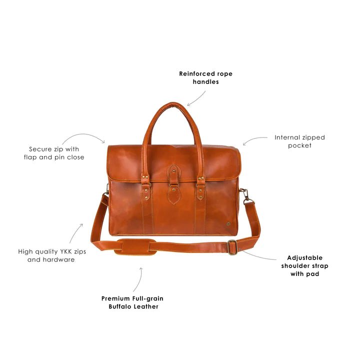 Unique Personalized Saddle Leather Weekender Customized Duffel Bags Gifts for Men by Groovy Guy