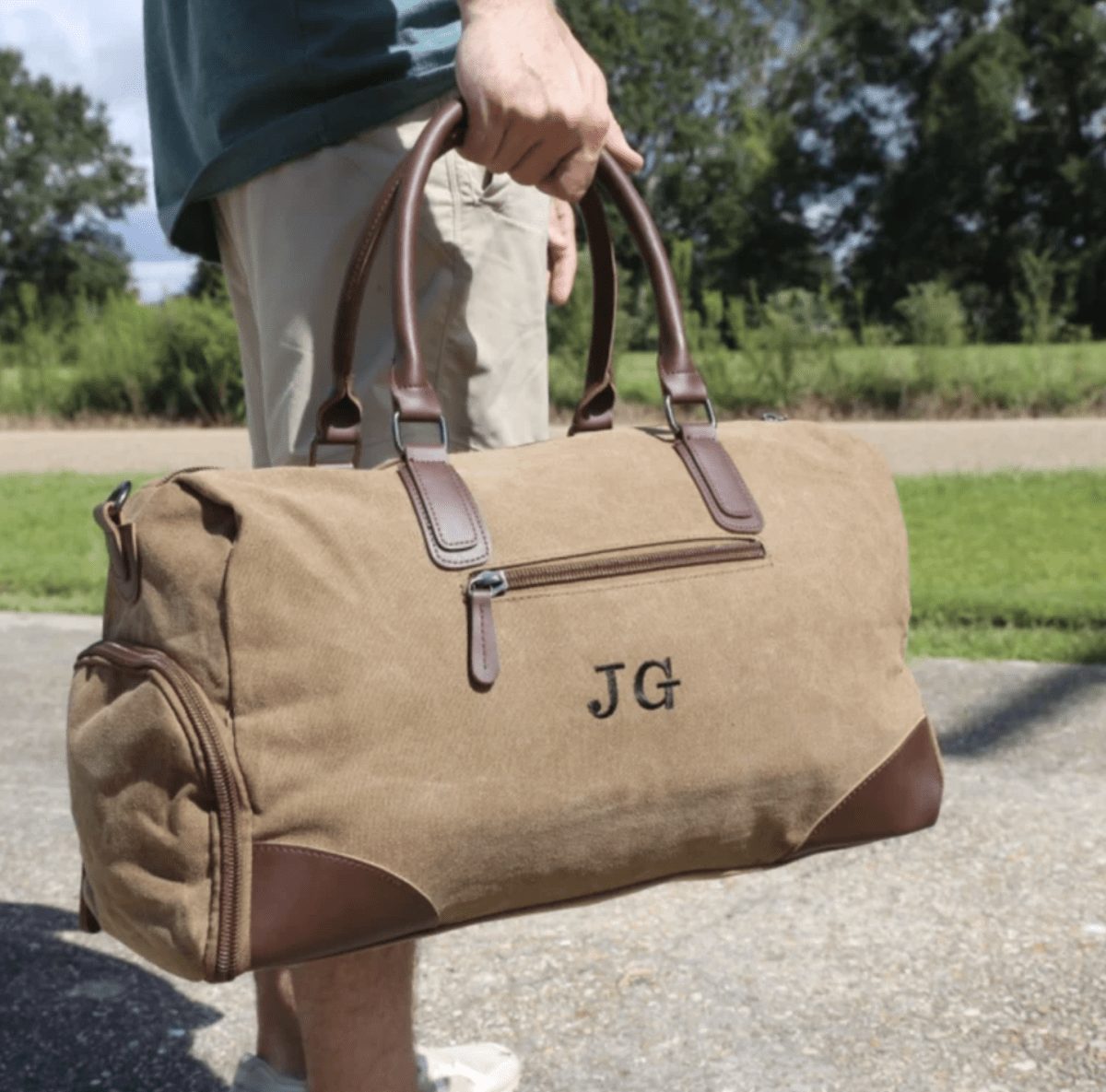 Unique Personalized Monogrammed Overnight Bag Customized Duffel Bags Gifts for Men by Groovy Guy