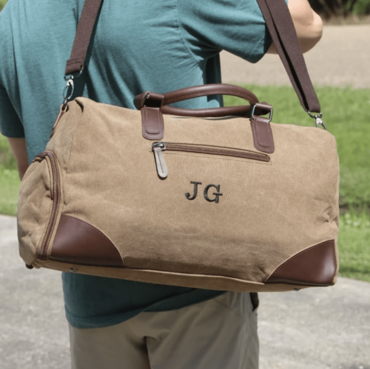 Unique Personalized Monogrammed Overnight Bag Customized Duffel Bags Gifts for Men by Groovy Guy