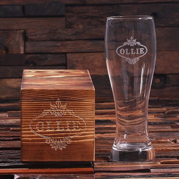 Engraved Pilsner Beer Glass