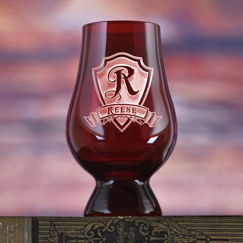 Engraved Red Glencairn Whiskey Glass