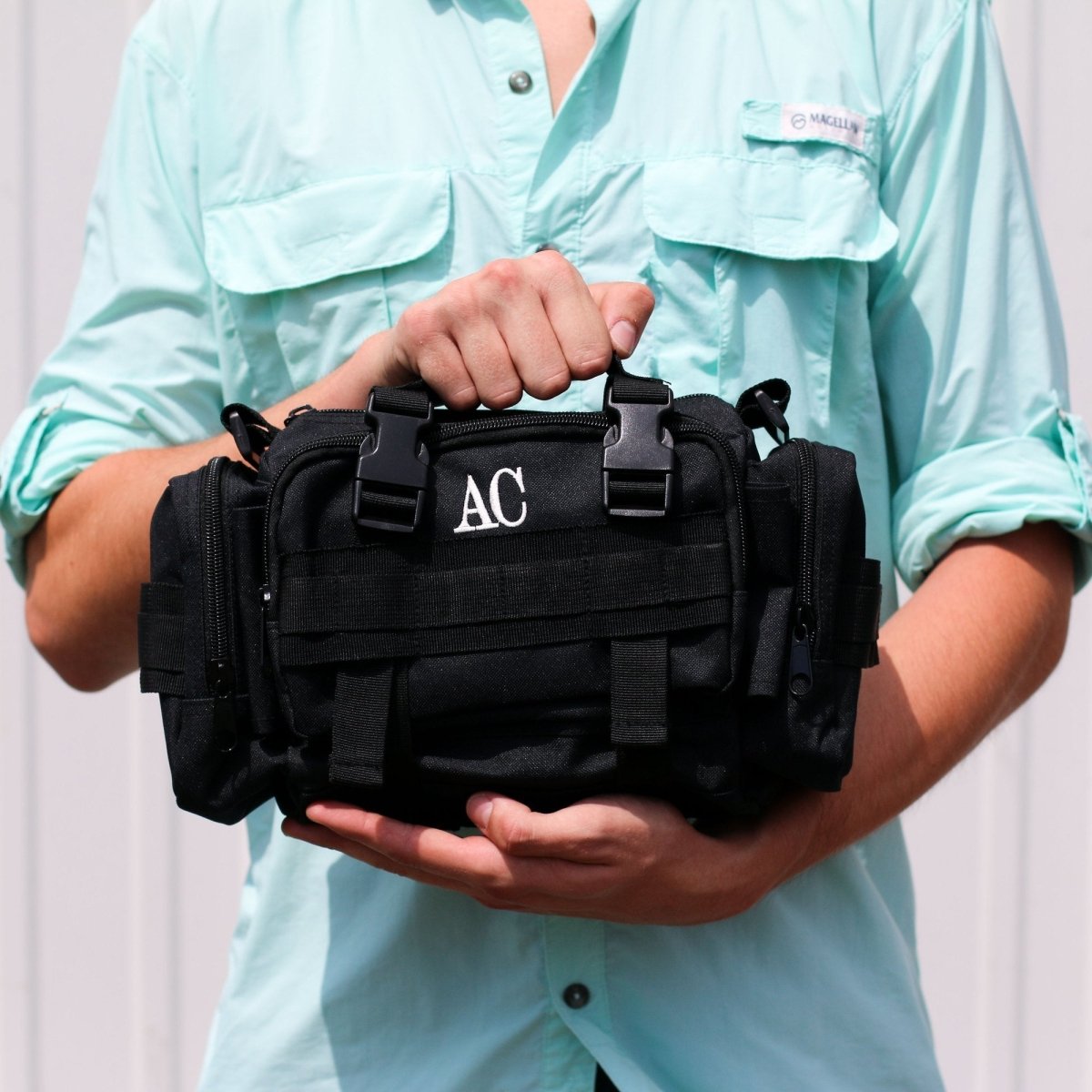 Embroidered Canvas, Black Fanny Pack