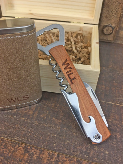 Engraved Wooden Cork Screw