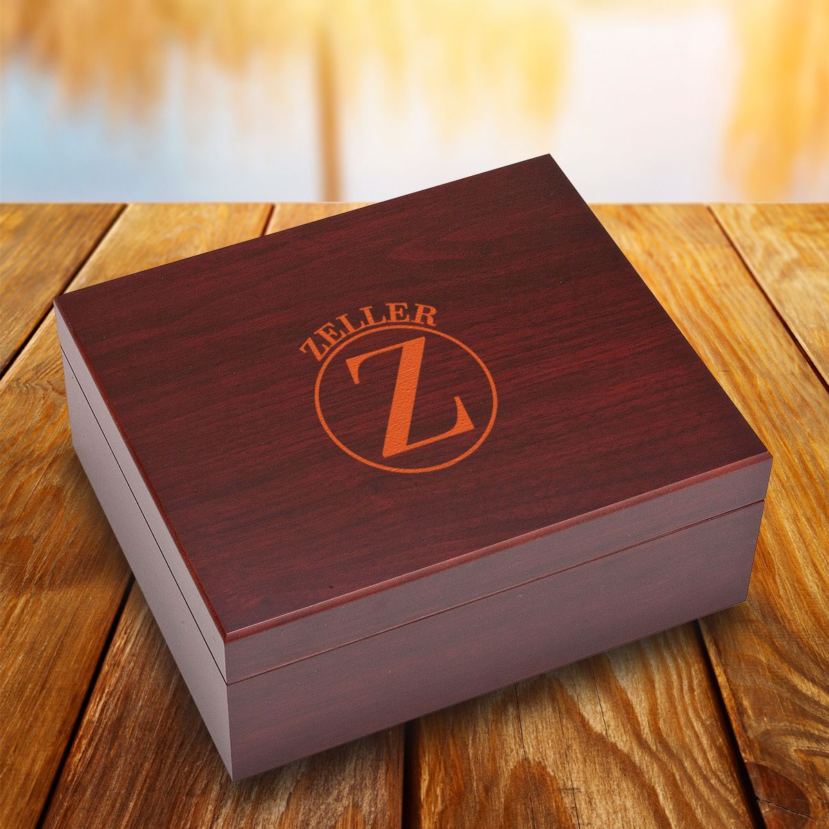 Cherry Humidor Personalized with Name and Initial Engraved