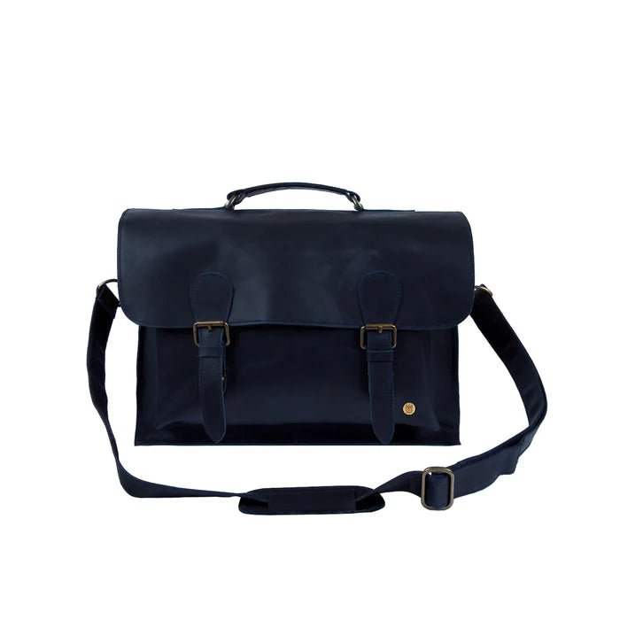 Navy Leather Messenger Bag Groovy Guy Gifts