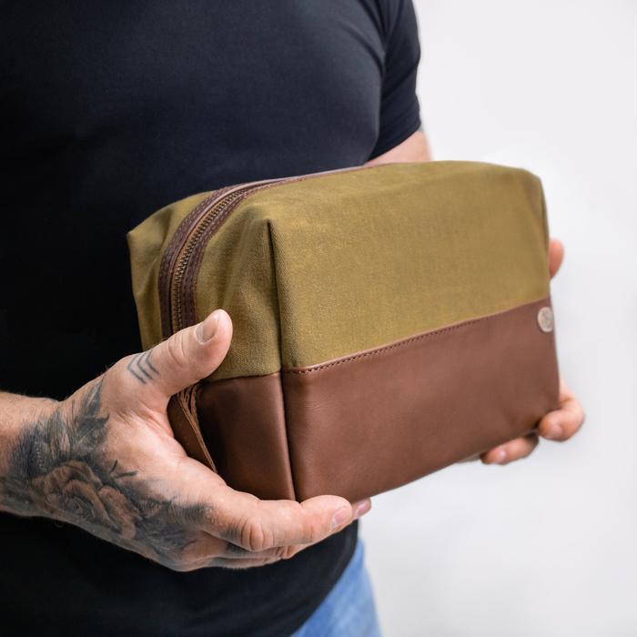 Unique Personalized The Classic Canvas Wash Bag Customized Dopp Kit Gifts for Men by Groovy Guy