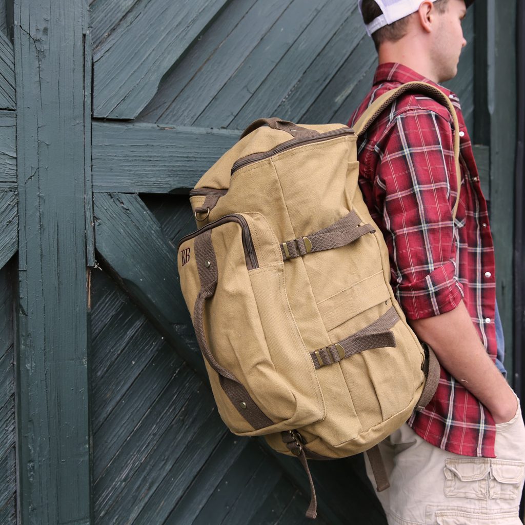 Unique Personalized Personalized Canvas Travel Backpack Customized Backpack Gifts for Men by Groovy Guy